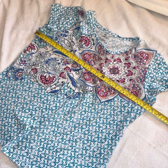 Talbots Women’s Linen Blend Colorful Pattern Tee Medium GUC - Picture 8 of 11